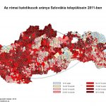 A római katolikusok aránya Szlovákia településein 2011-ben